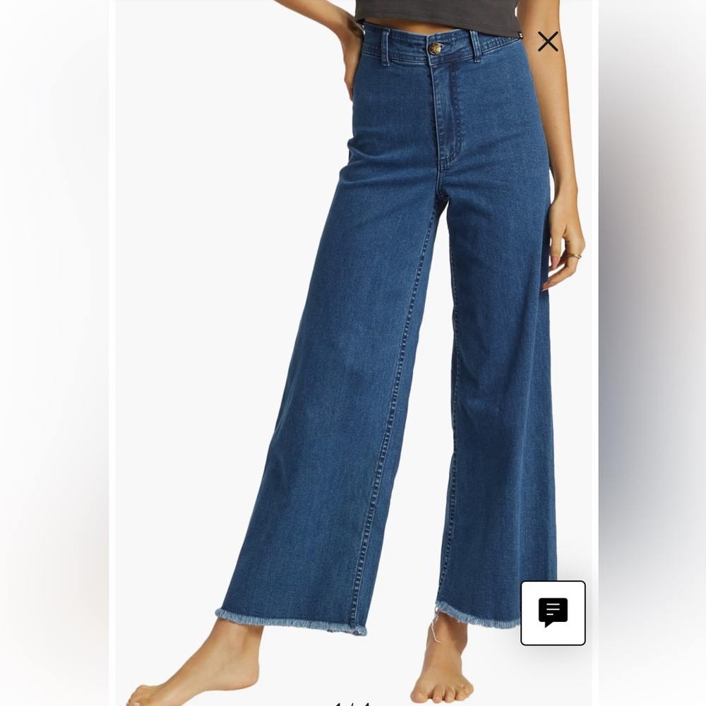 Billabong Free Fall Fray Hem Stretch Wide Leg Jeans